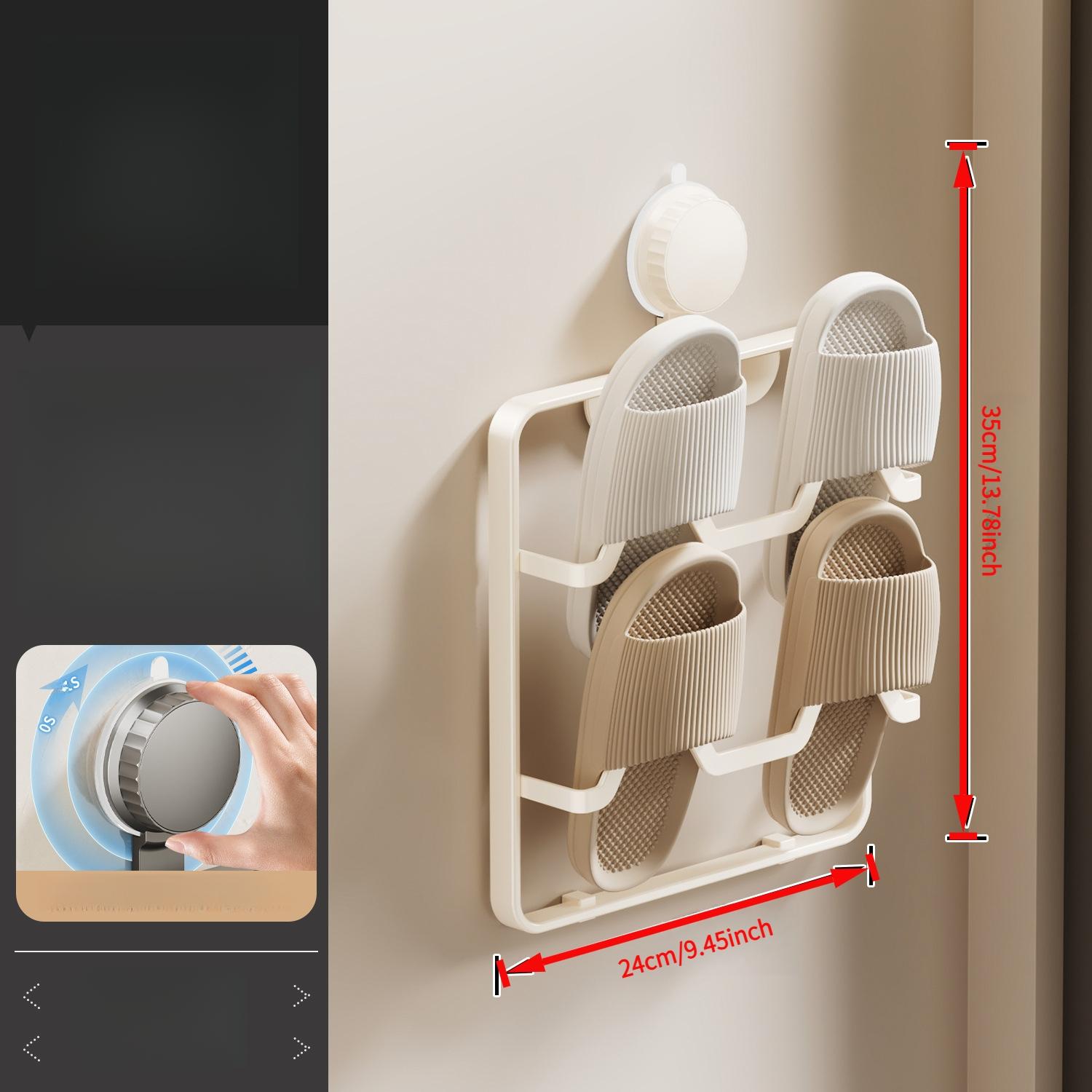 1 suction cup slipper rack, punch-free multi-layer slipper storage rack for bathrooms and toilets, wall-mounted draining rack for toilets, suitable for storing slippers and shoes in bathrooms and living rooms