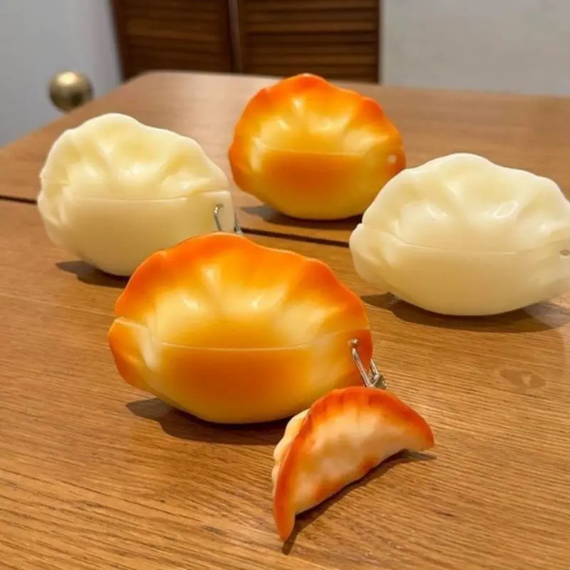 3D Chinese Fried dumplings Jiaozi Bluetooth Headset Cases For Apple Airpods 4 2024 3 Pro 2 Soft Silicone Headphones Cover Case