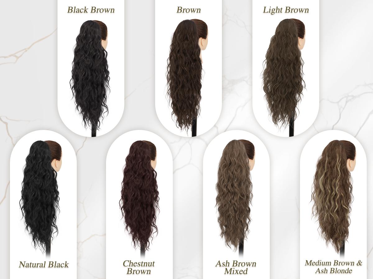 BARSDAR Ponytail Extensions - 26 Inch Drawstring Ponytail Hair Extensions for Women - Long Curly Wavy Synthetic Clip in Fake Pony Tails Hairpieces