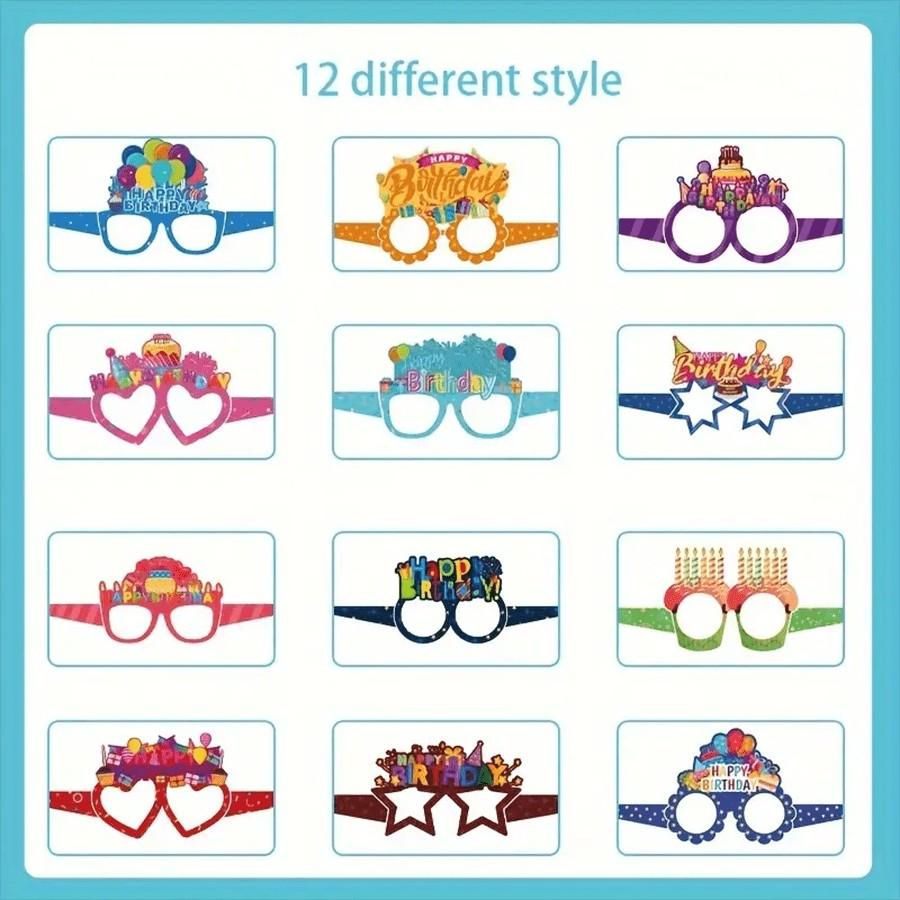 2 Pairs Birthday Party Decorative Glasses, Colorful Happy Birthday Shades, Multiple Styles, Perfect for Party and Photo Props
