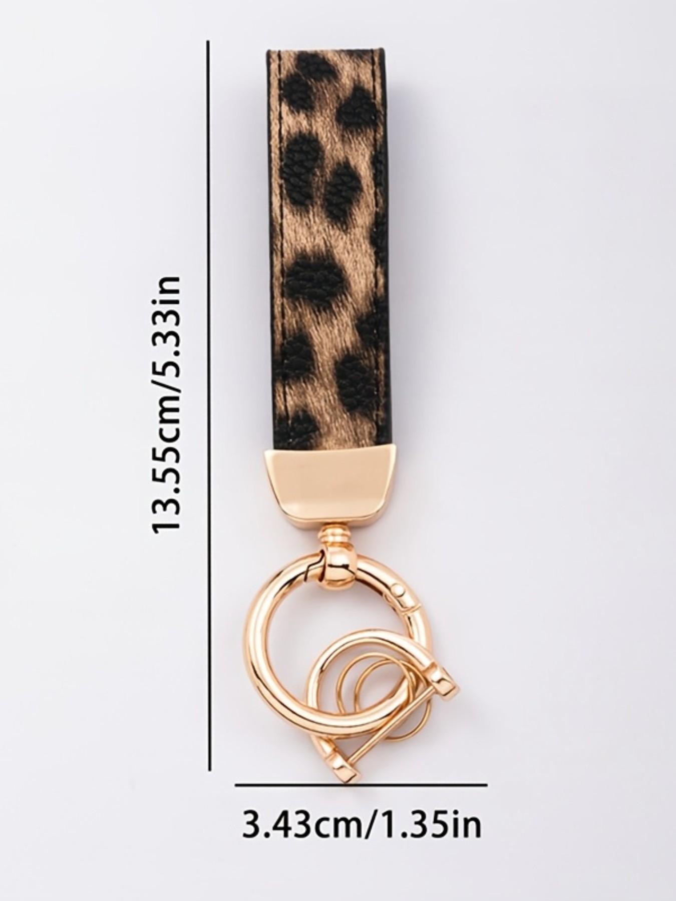Leopard Print Heart/Star Purse Charm Bag Keyring & Leopard Print Car Key Fob Lanyard with Anti-Lost D-Ring Faux PU Leather Keychain Car Key Holder Strap Animal Cheetah Print Car Key Handbag Charms Bag Pendant Backpack Automotive Accessories Couple Gift