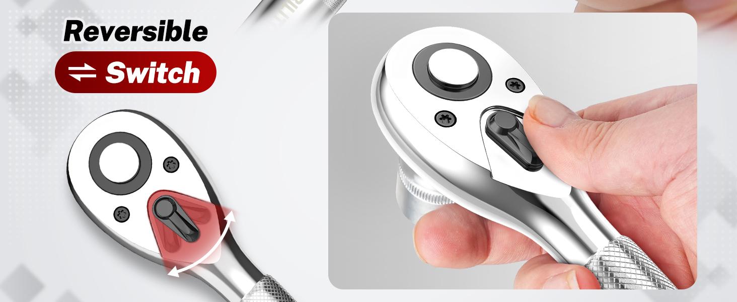 Ratchet Set, 1/4", 3/8", 1/2" Drive Ratchet Stubby Handle Wrench, 72-Tooth Quick-Release Reversible Wrench Set, Professional Hand Tool,Blackfriday,Christmas Gift