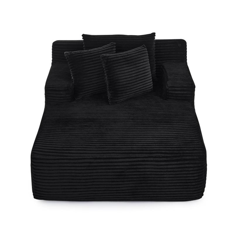 【Fall Deals For You】 Niccae 65" Boneless ChaiseLounge with Cup Holders, Upholstered Sofa Bed withThrow Pillows and Armrests, indoor Sleeper Chair-Luxurious Plush Corduroy Chair Bed for Living Room-No Assembly Required