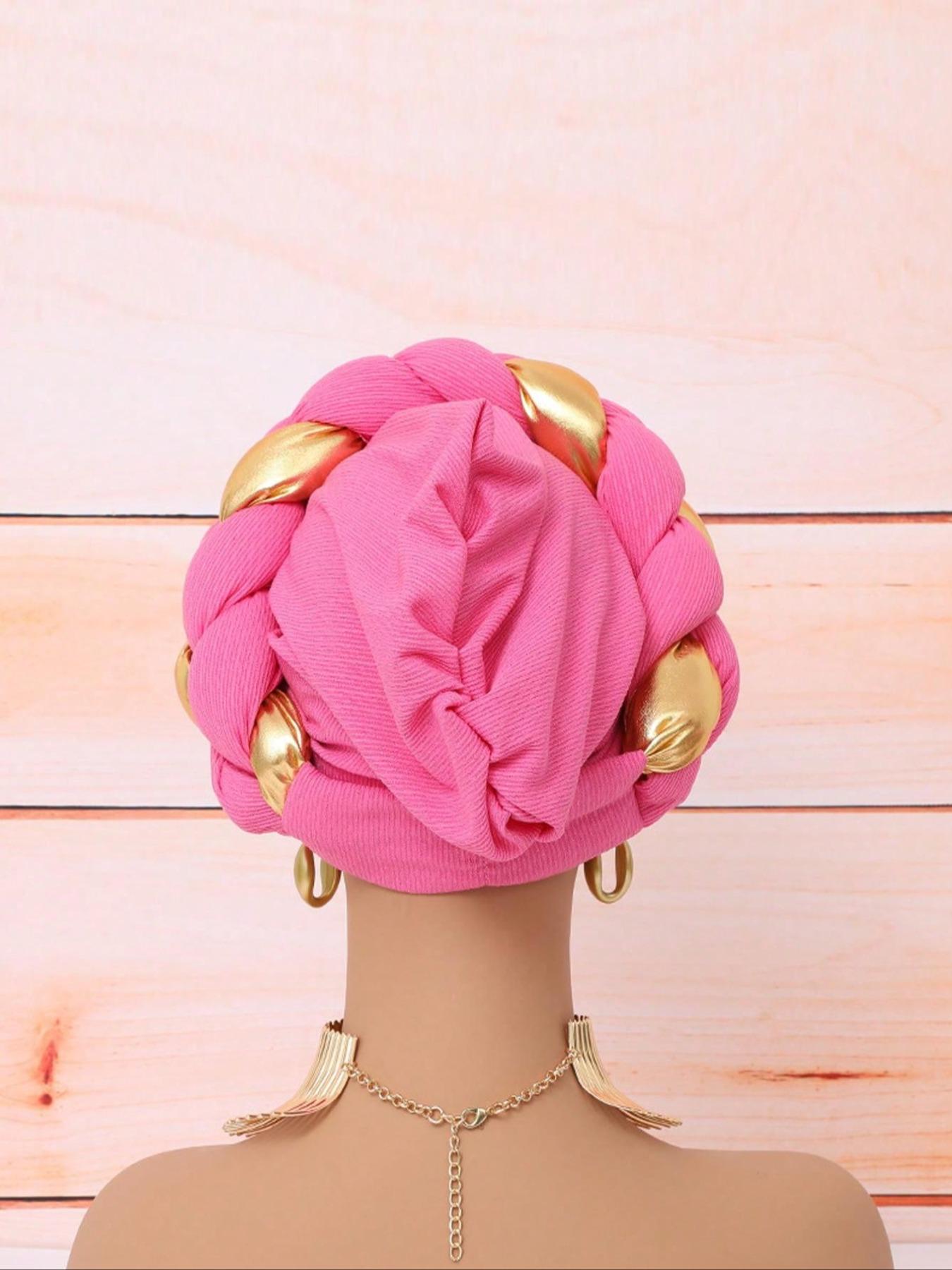 Women's Knitted Headscarf Hat, Braid Design, Puff Ball Style, Comfortable Fit for Daily Wear & Parties, Turban Hijab, Turban Wrap, Fashion Hair Scarves