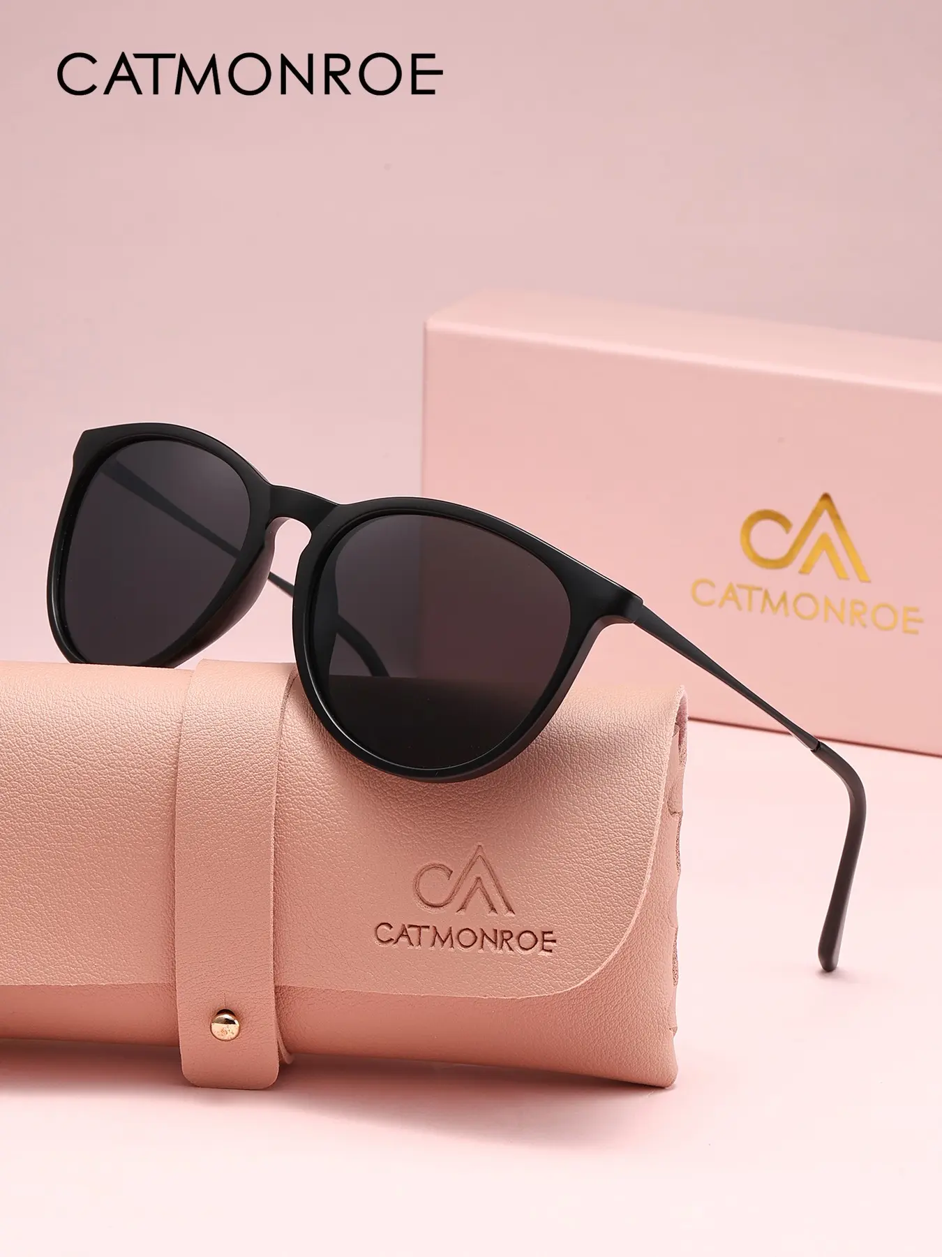 CATMONROE Casual Polarized Sunglasses UV400 Men Women Round Frame Retro Style Driving Beach Eyewear