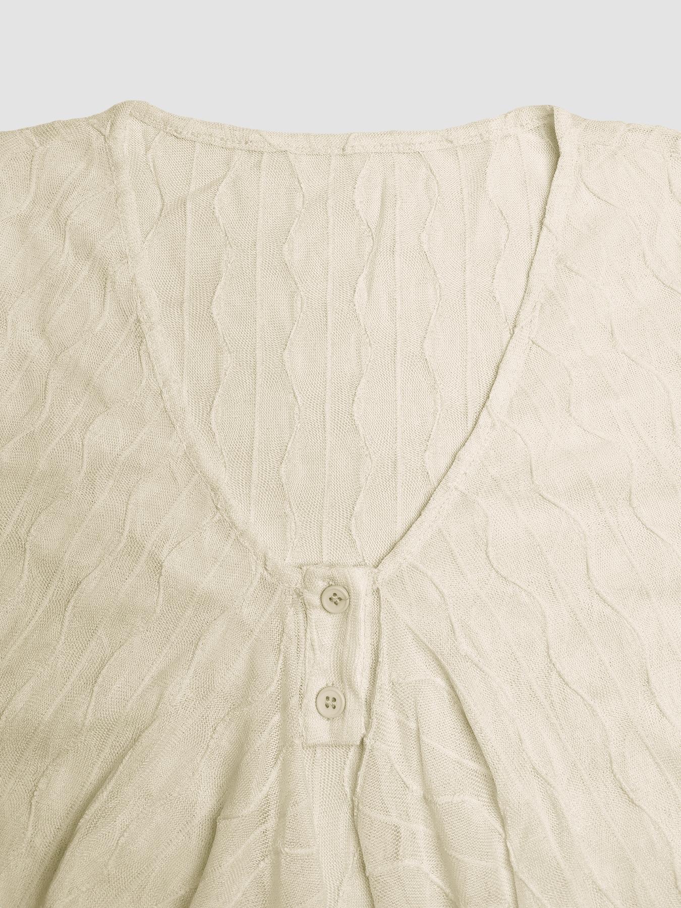 Women's Cute Sexy Button Tie Lace Top, Summer Woven Thin Fabric Loose Fit Blouse, Casual Fashionable Ladies' Clothing