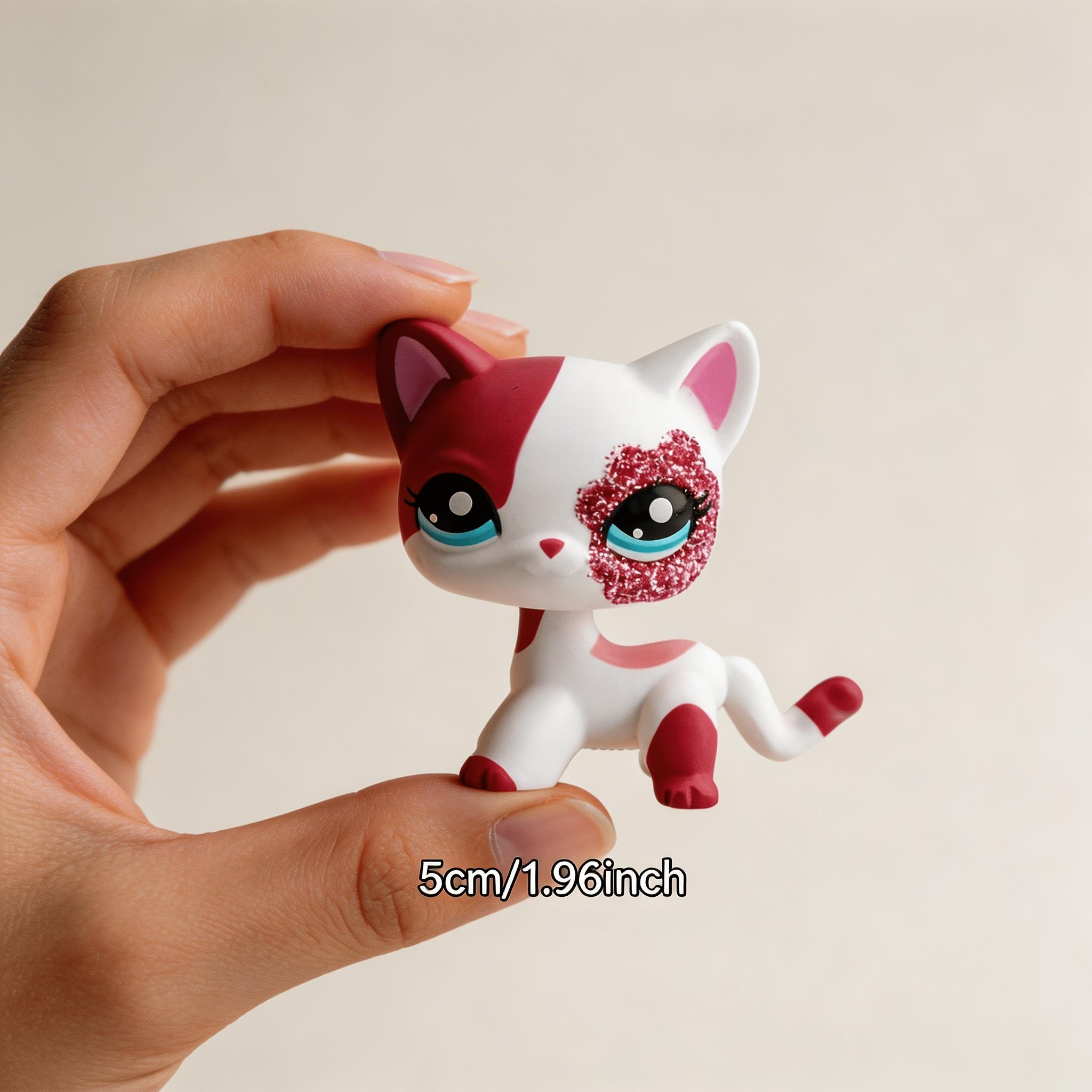 7pcs Mini Pet Shop Lps Shorthair Cat Statues Set, Animal Decorative Figurines, Different Eyes, Rare Collectible Figures, Perfect Gift for Lps Fans, Indoor & Outdoor Decor