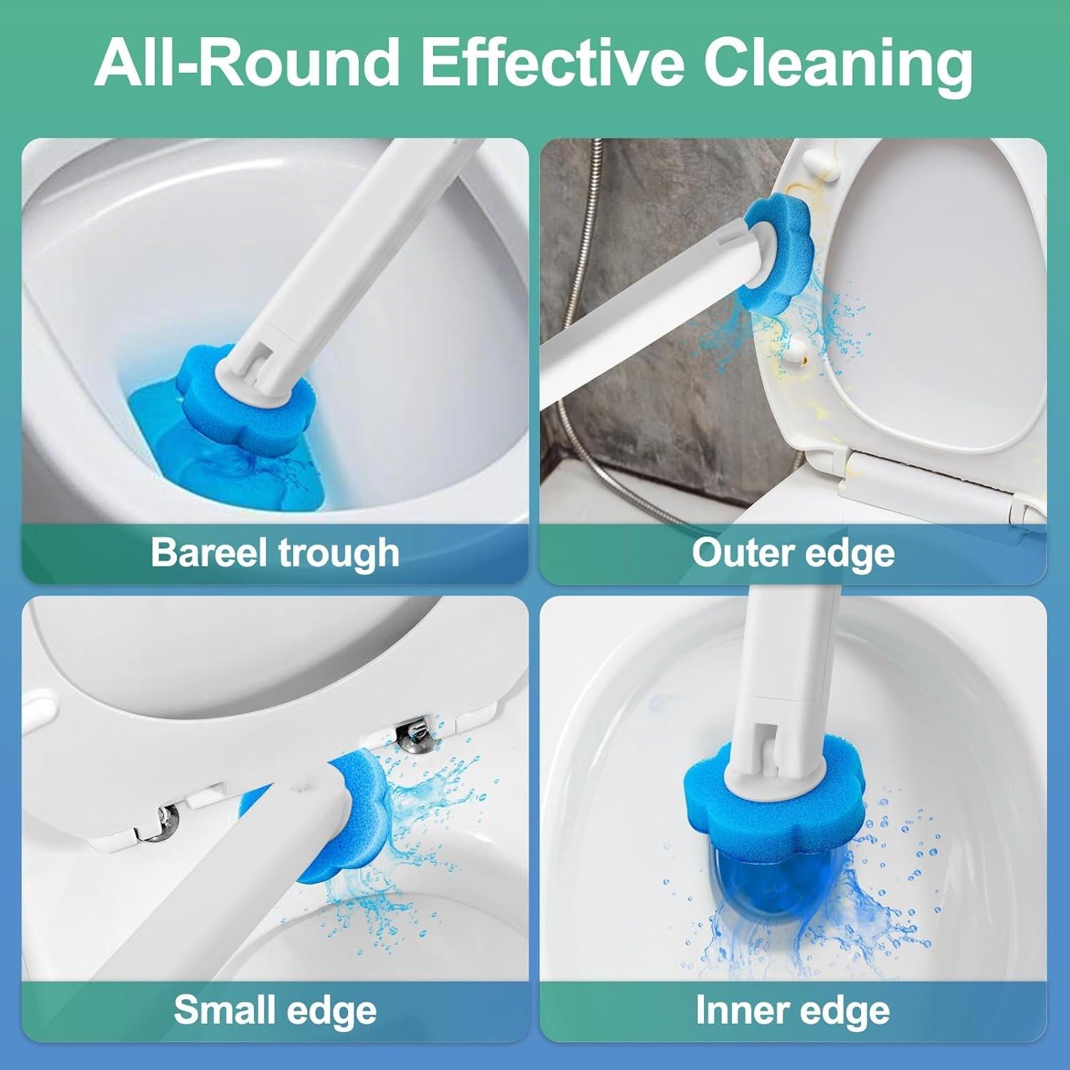 Reusable Toilet Brush Cleaning System, Includes 24 Replacement Heads, Wall-Mounted Wand Set, Bathroom Maintenance Kit