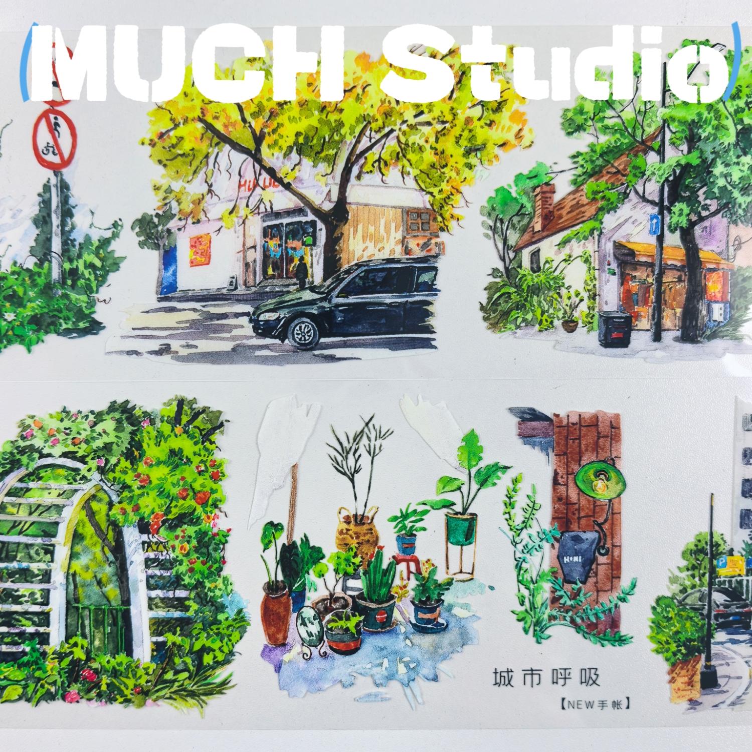 1pc (7*100cm), Original New Product, Sticker Recording the Scenery of a City Corner, High-end Craftsmanship PET Tape, Exquisite Pattern, Versatile and Practical, Suitable for Scrapbooking, Decorating Journals, Notebooks, Greeting Cards, Photo Frames and M