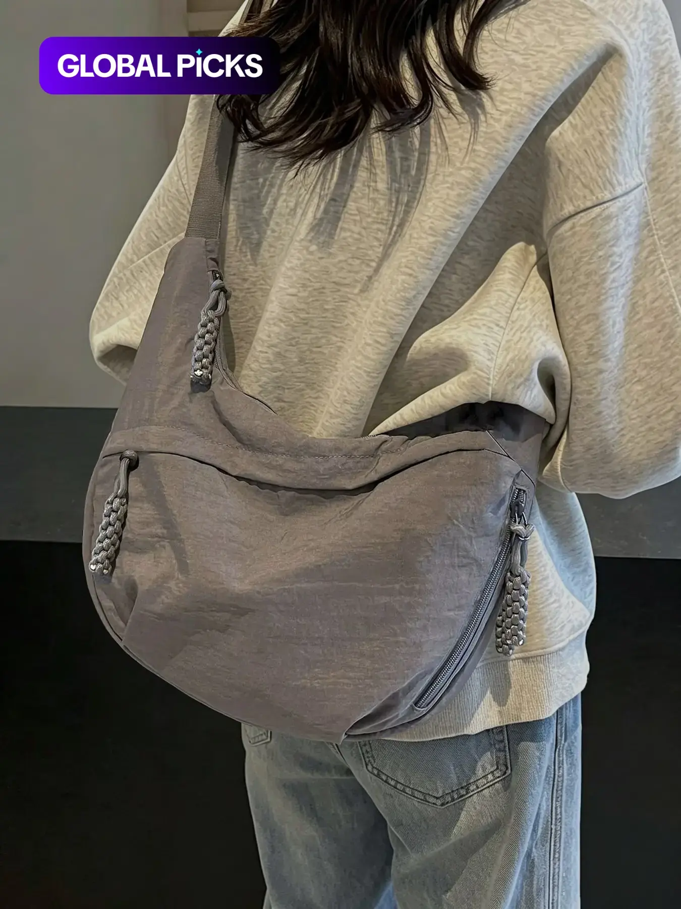 Women's Solid Large Capacity Crossbody Bag, Lightweight Shoulder Bag for Daily Commute, Adjustable Strap Bag, Casual Crossbody Bags