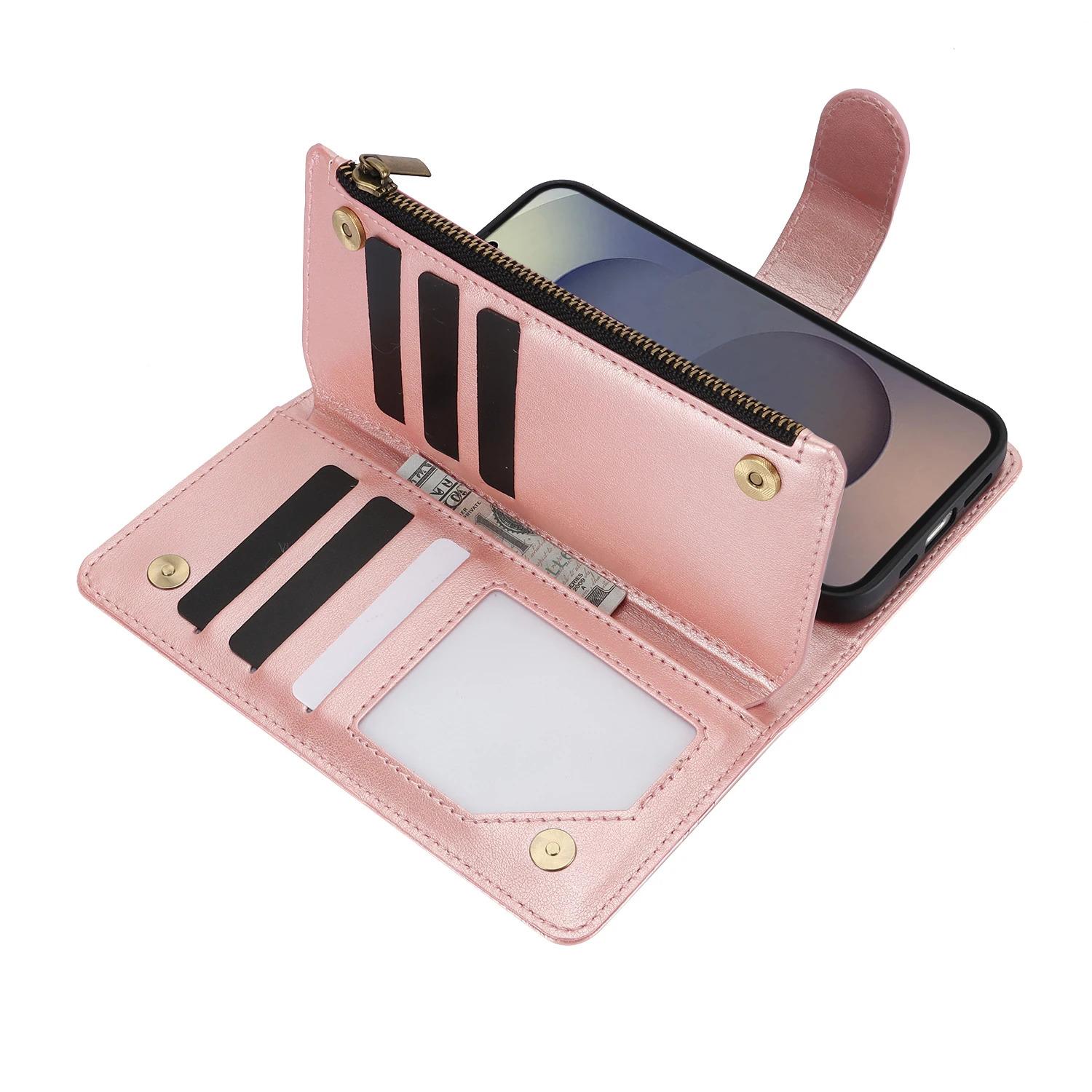 Zipper Cards Solt Wallet Leather Emboss Butterfly Tree Bag Case For Samsung Galaxy S26 S25 Ultra S25 Plus S24 S23 A26 A36 A56 Cover