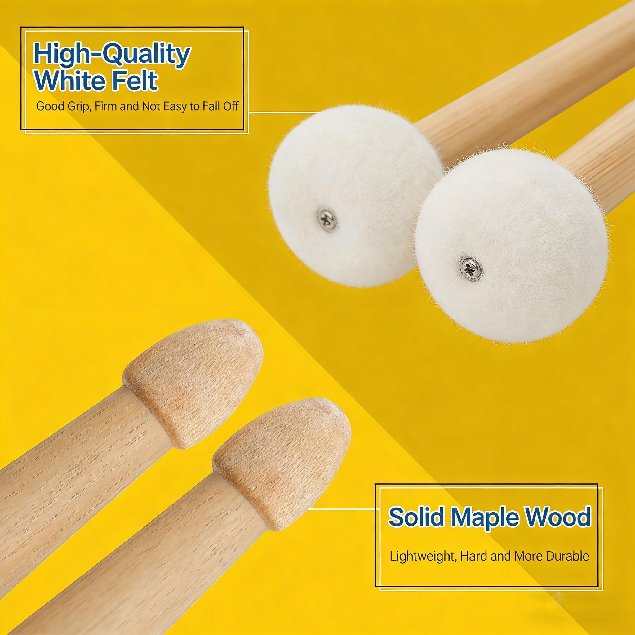 Irin Sm-08 Dual-Sided Drumsticks, Real Maple Wood Percussion Sticks, Felt Tip & Wooden Design, Suitable for Snare Drums, Drum Kits, Cymbals