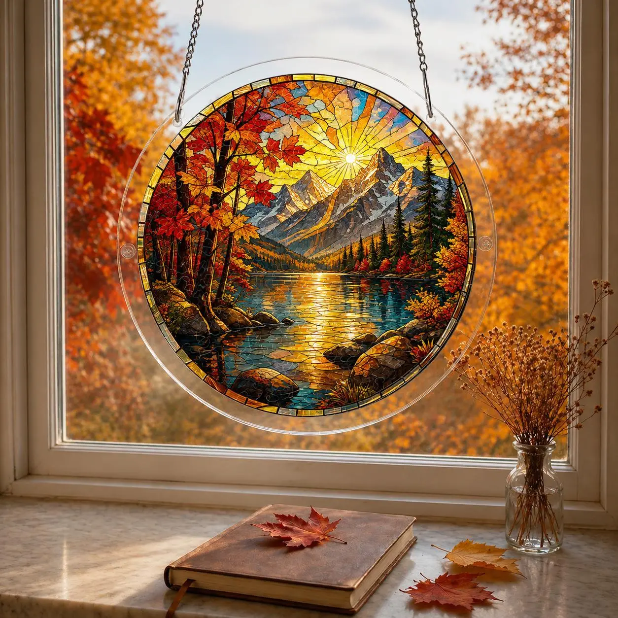Acrylic Suncatcher Puzzle , DIY Window Hanging Kit for Adults, Whimsical Nature Decor Gift