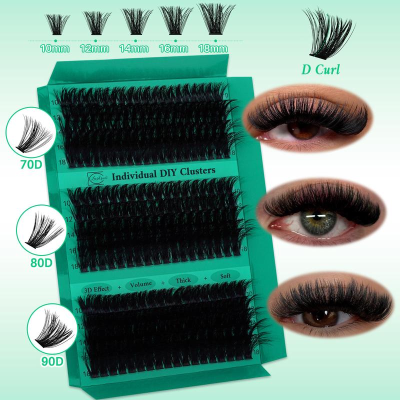LASHSUN CHRISTMAS GIFT KIT, D Curl Mixed Length DIY Lash Clusters Kit DIY Eyelash Extensions Multi-Type Lash Volume & 3D Effect Eyelash Clusters with Lash Bond and Seal Lash Remover Lash Brush Headband Wristband Eyelash Set