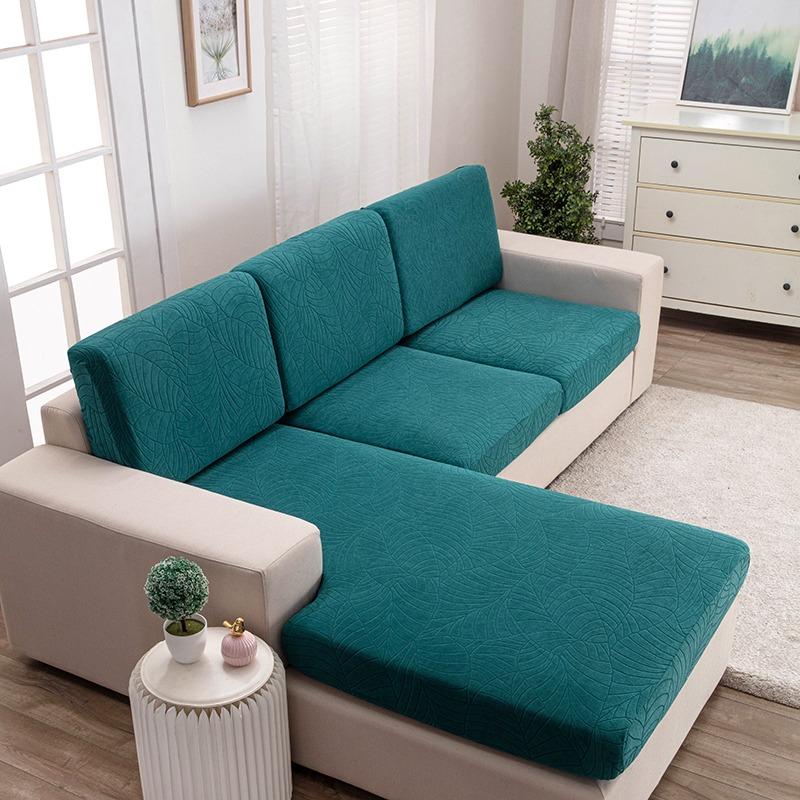 Waterproof Large Leaf Print 3D Stretch Sofa Cushion Cover, All-Season Dustproof Sofa Cover, Pet-Friendly Anti-Scratch Furniture Protector for Dogs & Cats, Ideal for Living Room & Bedroom Home Decor, Parties & Festivals.