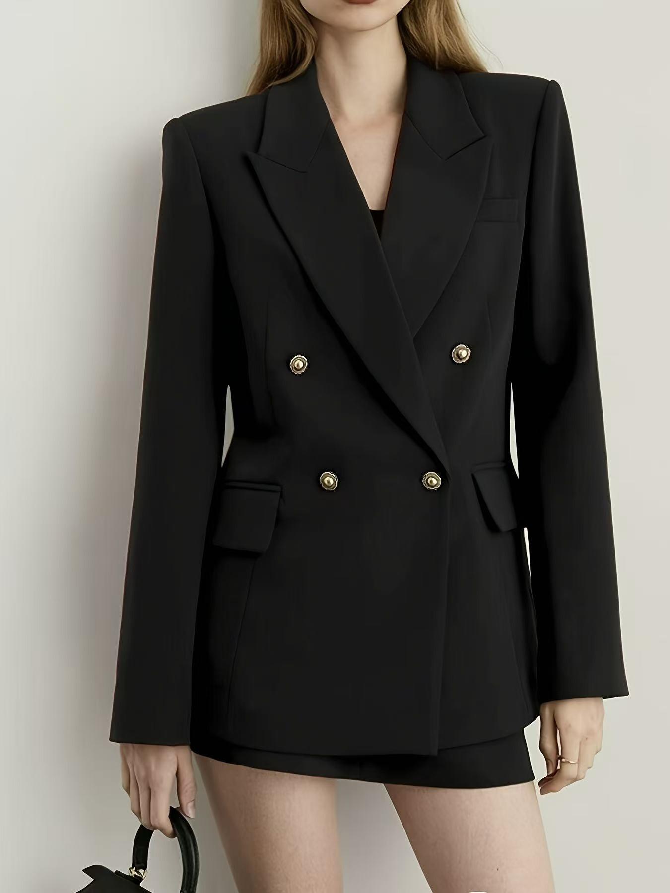 Fashion Commuter Series, Fall Winter New Gun Lapel Suit Jacket for Women, Casual Slim-Fitting Outerwear, All Seasons