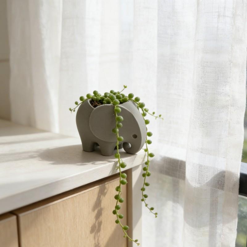 Mini Elephant Succulent Planter with Drainage Hole, 3D Printed Small Cactus Pot, Indoor Outdoor Decor, Durable Plastic, Gift Idea