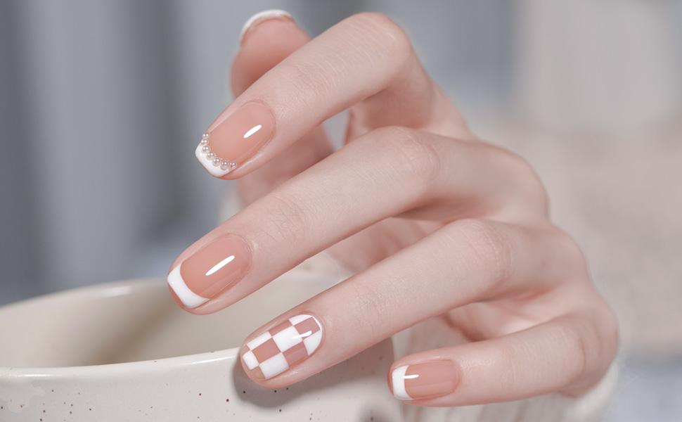 GAOY White Swirl Gel Nail Polish Art Liner, 8ml Classic Colors for Nail Paint Design with Thin Brush DIY French Manicure and Pedicure at Home