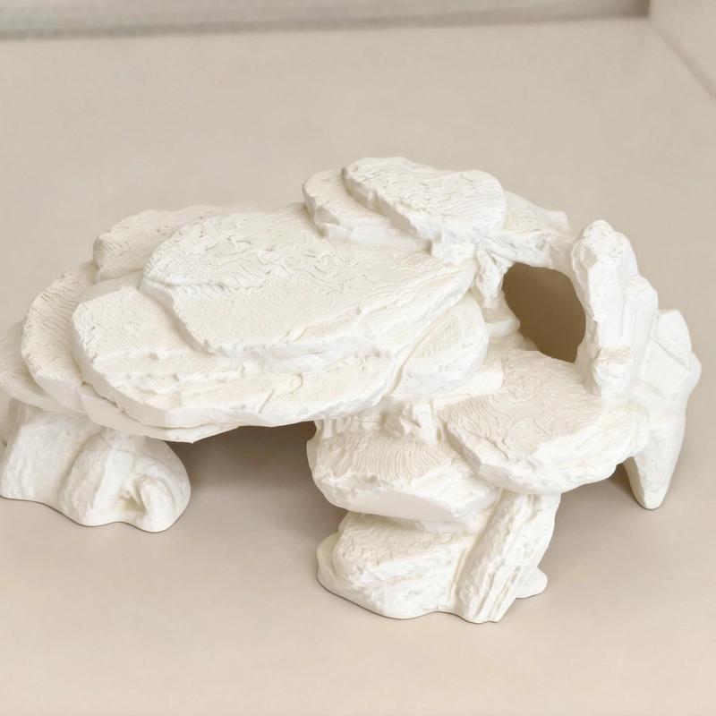 Rock Texture 3D Printed Hide Cave, Small Biotope Fish Tank Decor, Safe Hiding Spot for Aquatic Pets, Aquarium Ornament