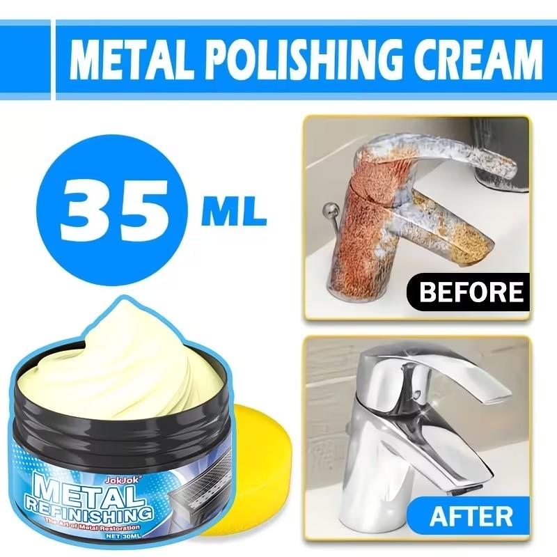 Metal Polish Kit for Renovating Old Pots, Universal Metal Polish Agent, Quick Effective Chrome Stainless Painted Metal Gloss Restorer, Sponge Included