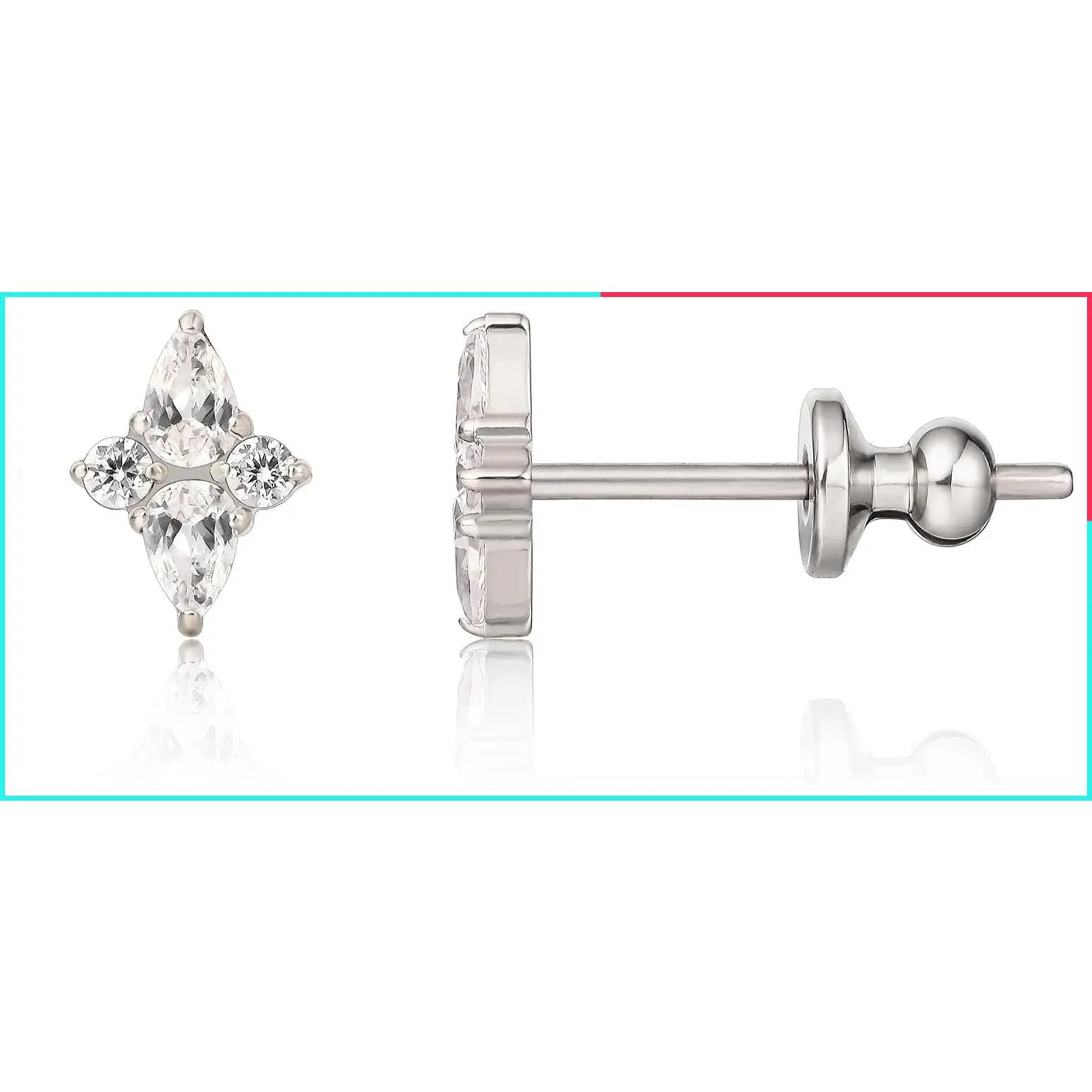 F136 Implant Grade Titanium Cubic Zirconia Stud Earrings for Women | 20G Hypoallergenic Medical Grade Titanium, Small Dainty Earrings for Sensitive Ears