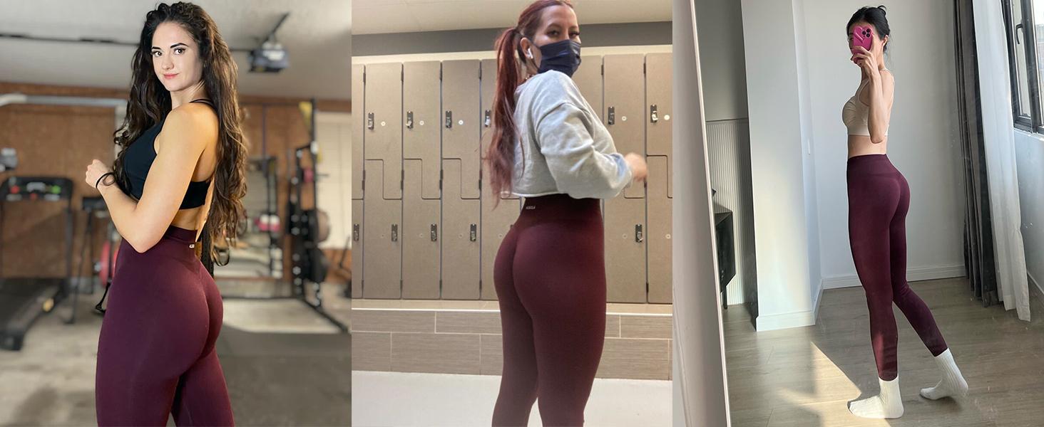 AUROLA 2 Pieces Set Intensify Workout Leggings for Women ,Seamless Scrunch Tights Tummy Control Pants