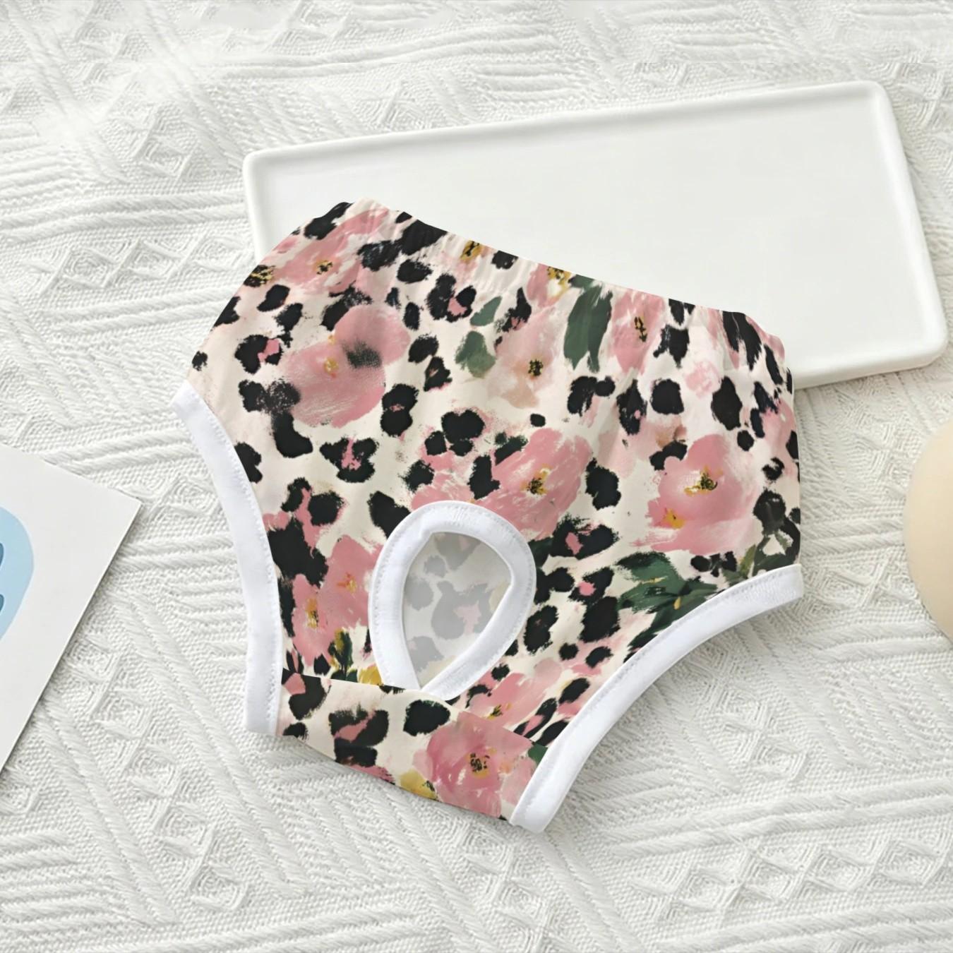 4-Pack Cute Pet Leopard Print Panties, Leopard Pattern, Cherry Blossom Design, Anti-Interference Underwear for Small Dogs and Cats, Ideal for Holidays, Home, Travel