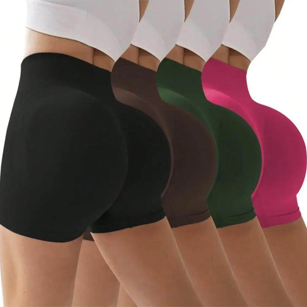 High Waist Tummy Control Side-Ribbed Butt-Lifting Seamless Knitted Shorts, Lightweighted Summer Shorts,  Stretchy Womenswear Bottom Peachy Shorts
