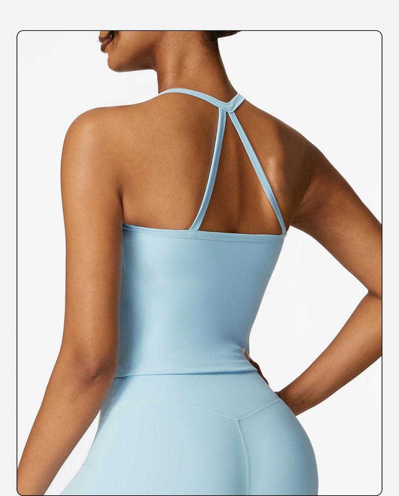 MFVIM  Women's solid color camisole sports undershirt, high elasticity breathable and comfortable self-padded sports undershirt, suitable for yoga gym workout, women's indoor and outdoor sportswear Cherry-Red Valentine's Tops women Casual Womenswear Basic