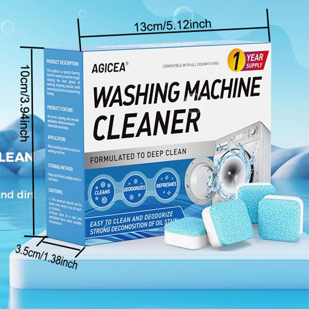 24pack Washer Cleaner Tablets Mold Remover, Odor Eliminator Washing Machine Cleaning Tablets, Septic Safe