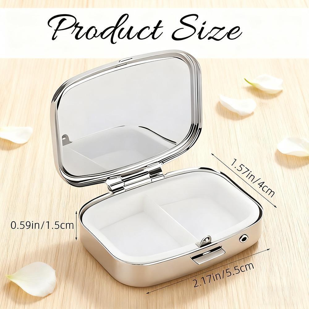 Cherry Bear Pattern Portable Pill Box, 2 Compartment Travel & Outdoor Metal Case, Moisture-Proof Sealed, Ideal for Vitamins Jewelry Earrings