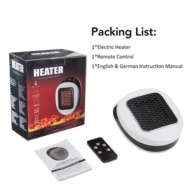 600W Portable Electric Heater with Remote Control, Ceramic Material, Fast Heating, Adjustable Temperature, Smart Timer, Winter Warmth Essential, Plug-In Space Heater for Home Use, US Plug