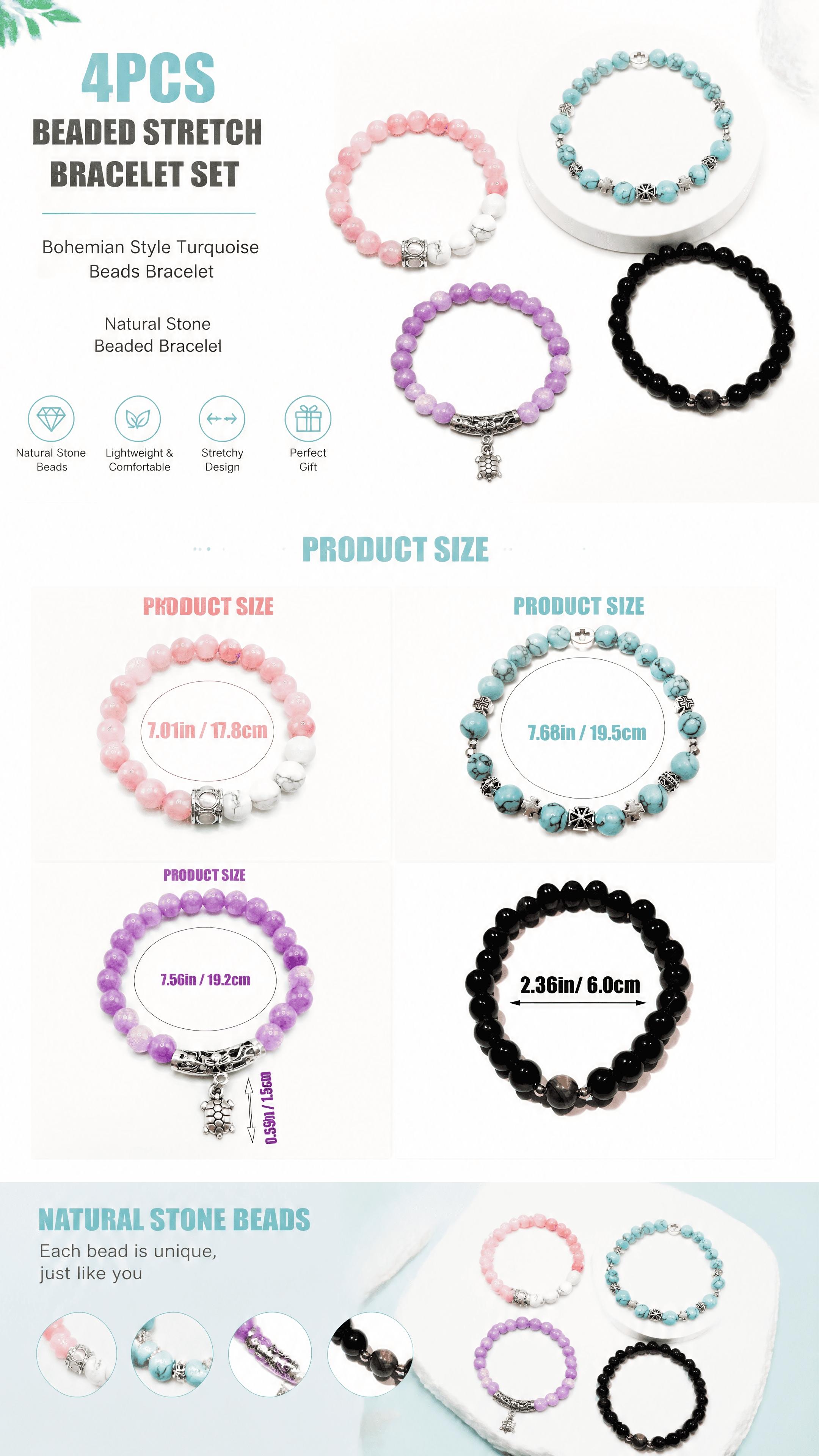 4-Piece Natural Crystal Blue Agate Bracelet Set, Enhance Social Confidence, Spiritual Jewelry, Perfect Gift for Friends 4-Piece Natural Crystal Blue Agate Bracelet Set, Enhance Social Confidence, Spiritual Jewelry, Perfect Gift for Friends
