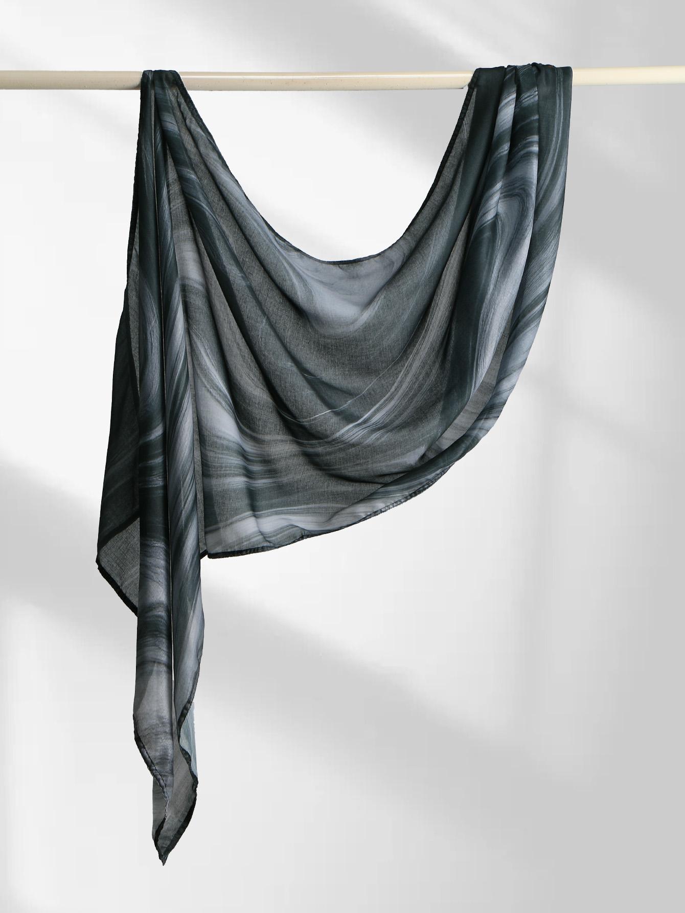 Women's Soft Fabric Long Scarf, Hijab, Head Scarf, Wave Texture Design, Comfortable Wear, Stain Resistant Dark Color, Ideal for Ramadan & Daily Use