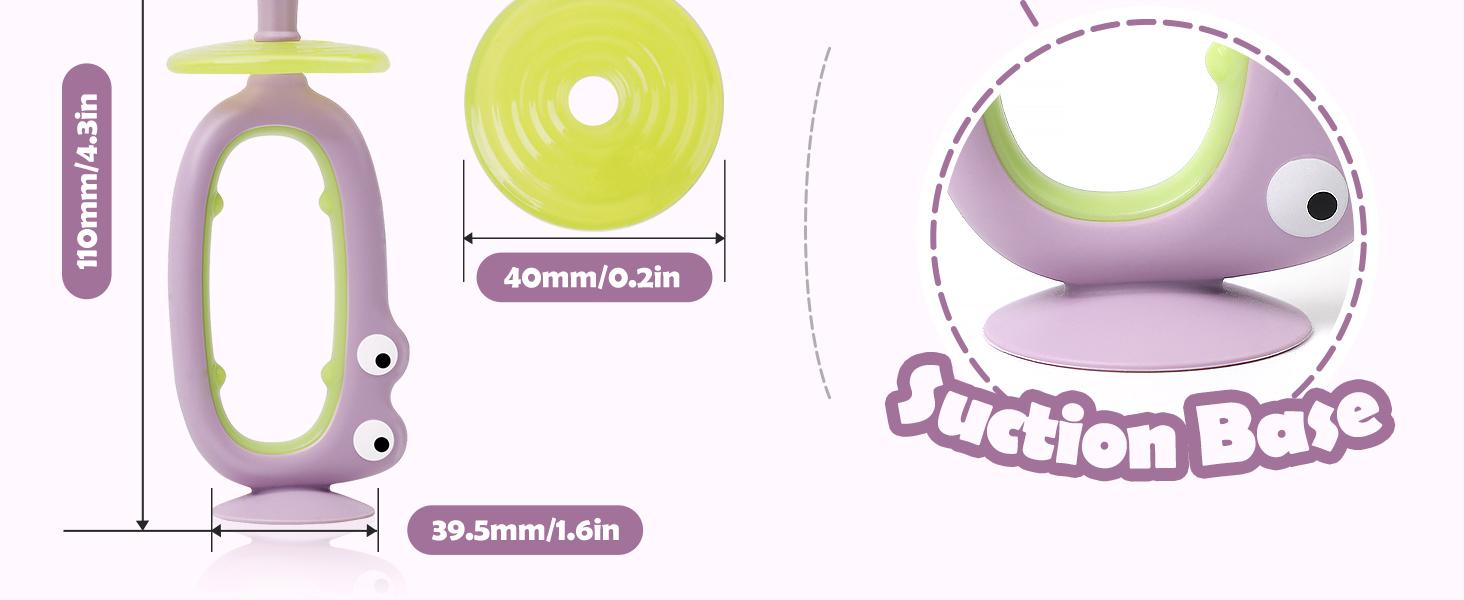 360° Baby Toothbrush with Suction Base,Toddler 12 Months up,Infant Oral Cleaner, Baby Tongue Cleaner,Food-Grade Silicone,Adjustable Safety Shield