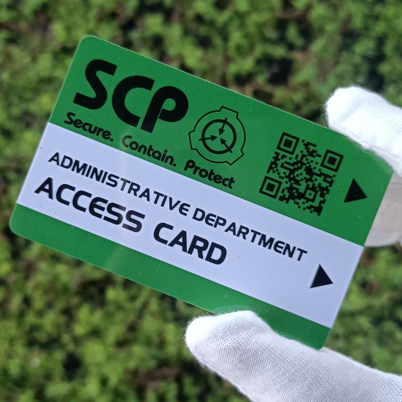Scp Foundation ID Keycard, Senior Guard Zone Manager Card, Administrative Department Cosplay Access Grade Card, Special Containment Procedures Logo