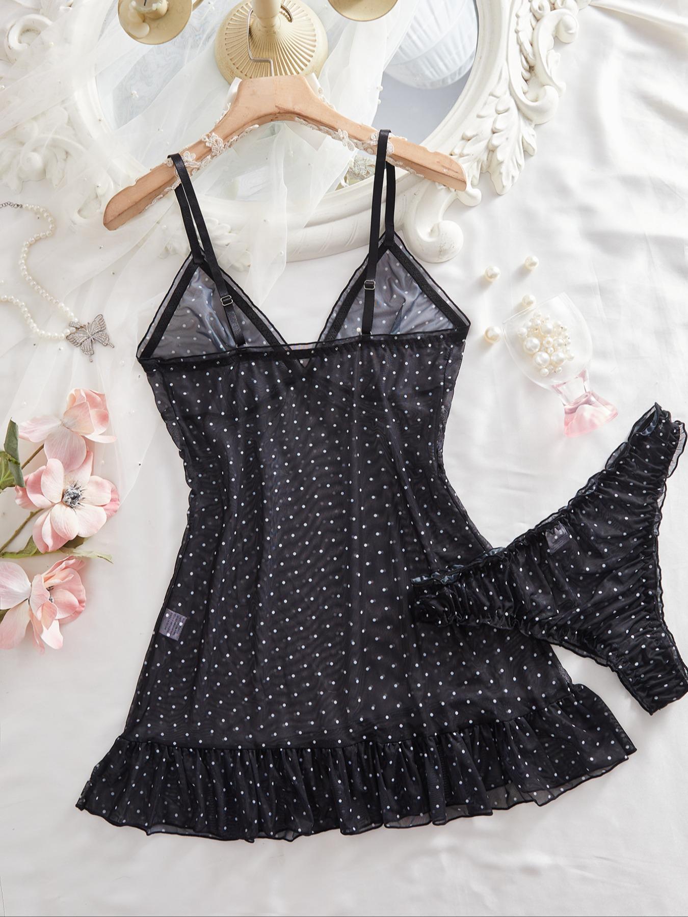 Women's Homecoming Dress Set, Soft Comfortable High Elasticity Fitted Print Nightgown, Elegant Ruffled Hem Design, Breathable Fabric Nightwear