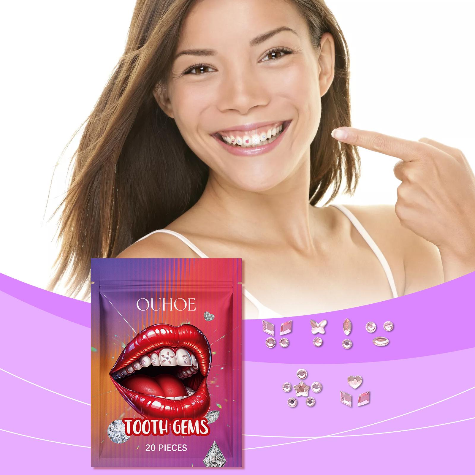 Crystal tooth gems, sparkling tooth gems, decorative and fashionable teeth stickers to enhance the brightness of your smile, portable crystal tooth gems