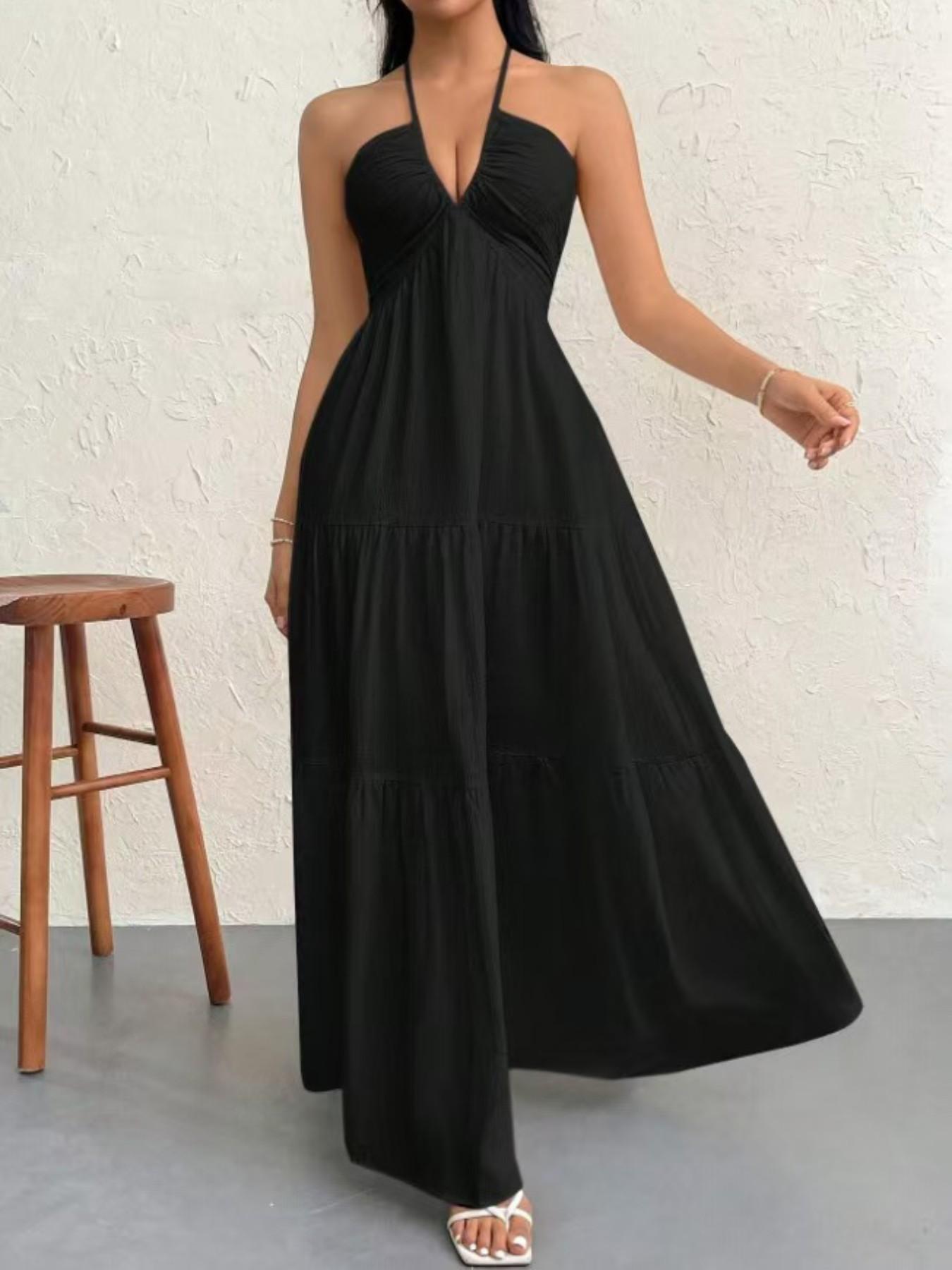 Women's Simple Loose Sleeveless A-Line Dress, Summer Casual Basic Beach Vacation Party Minimal Elegant Dress, Fashion Women's Clothing