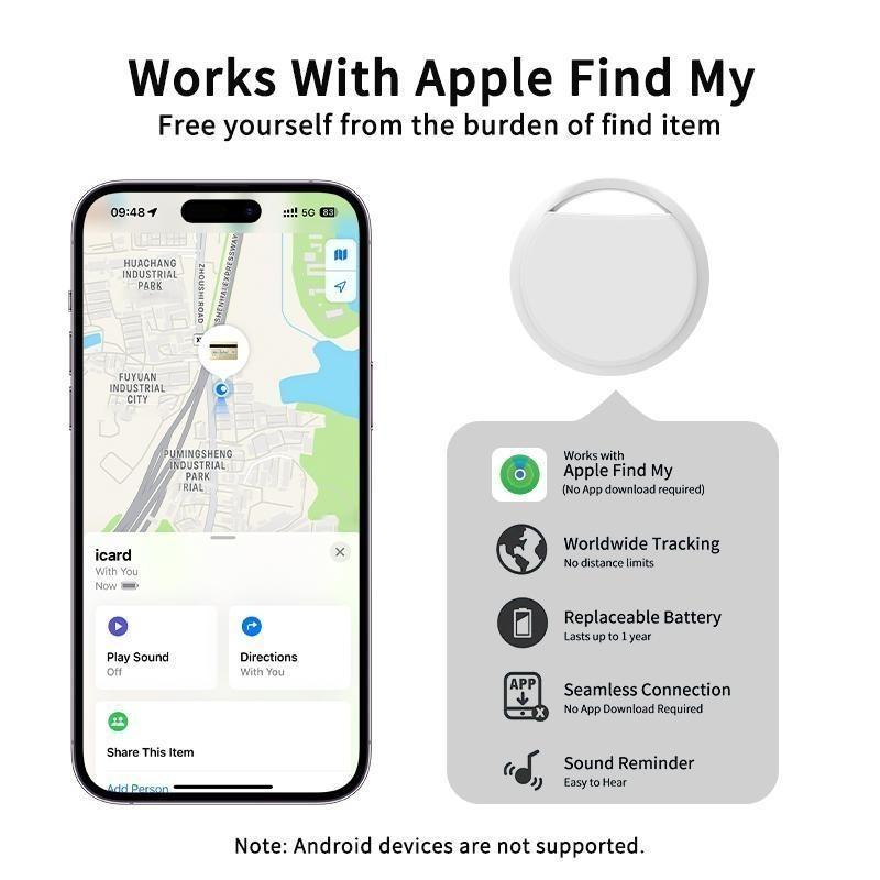 Smart Apple Phone Tracker, Bluetooth-compatible Compatible Tag for Keys Wallet Luggage Pet Finder, Anti-Loss Device for iOS Users