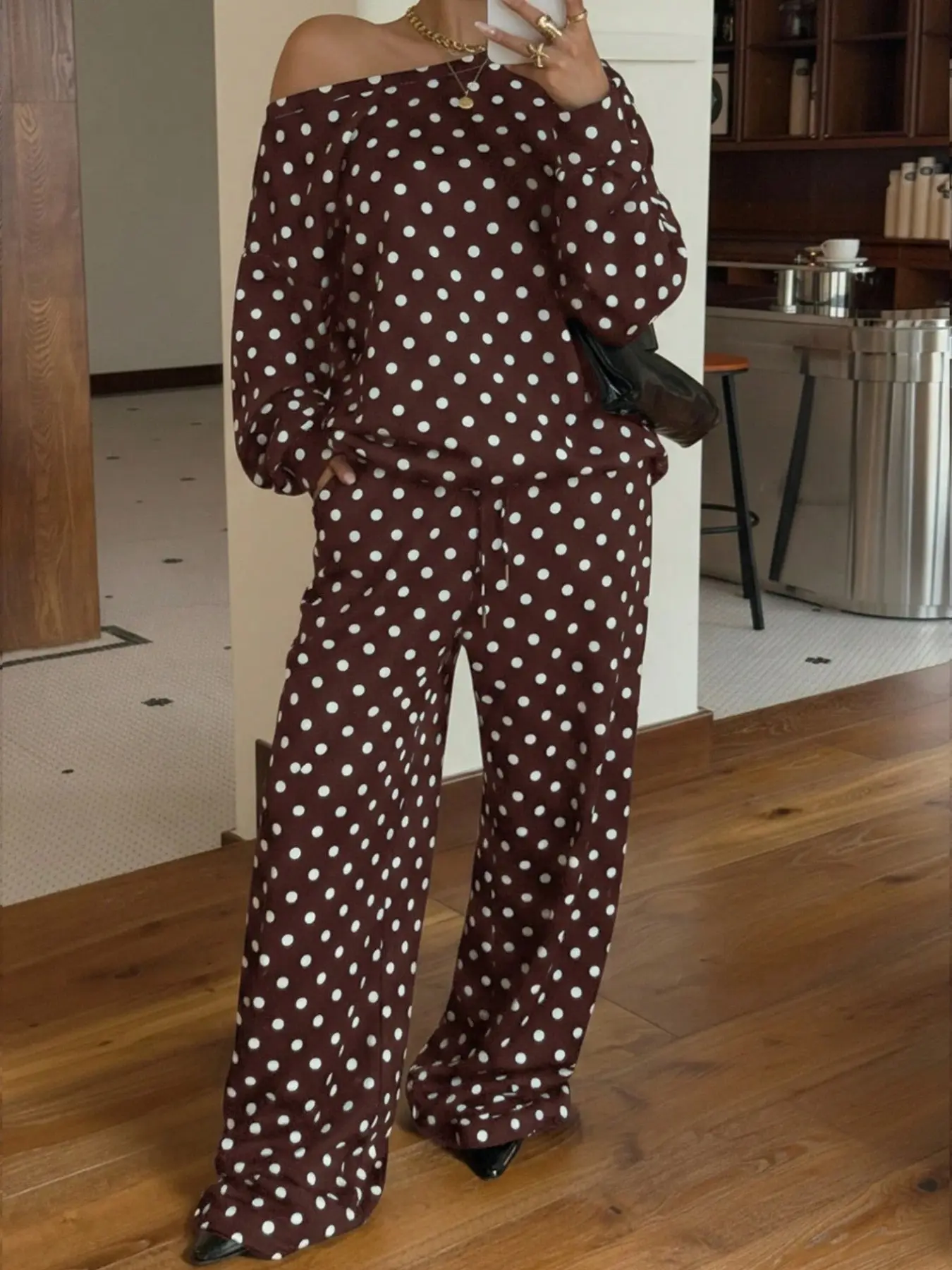 Coffee-colored polka dots