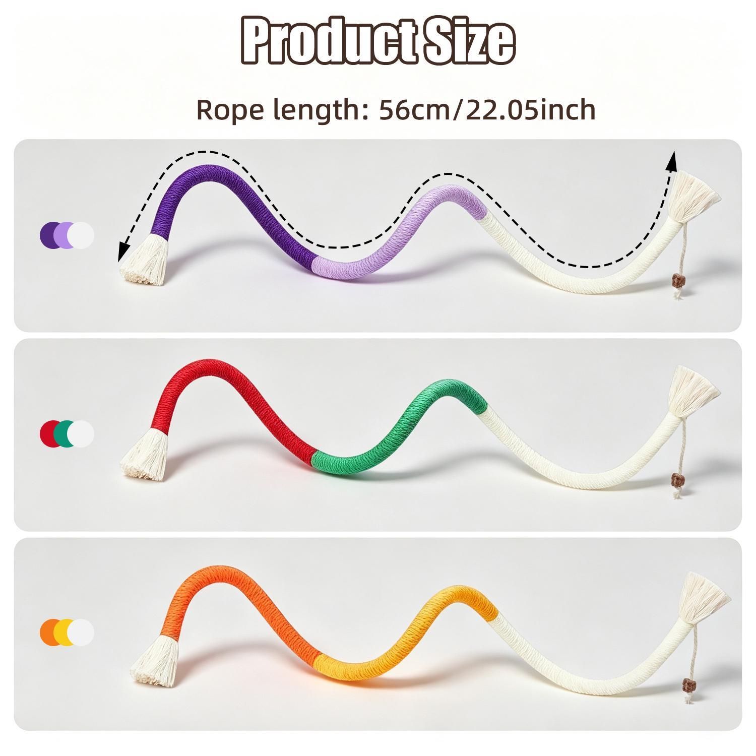 Cat Toys Chew Ropes 3Pcs, Safe Teeth Cleaning Toy for Indoor Kittens, Calming Interactive Kitty Toys