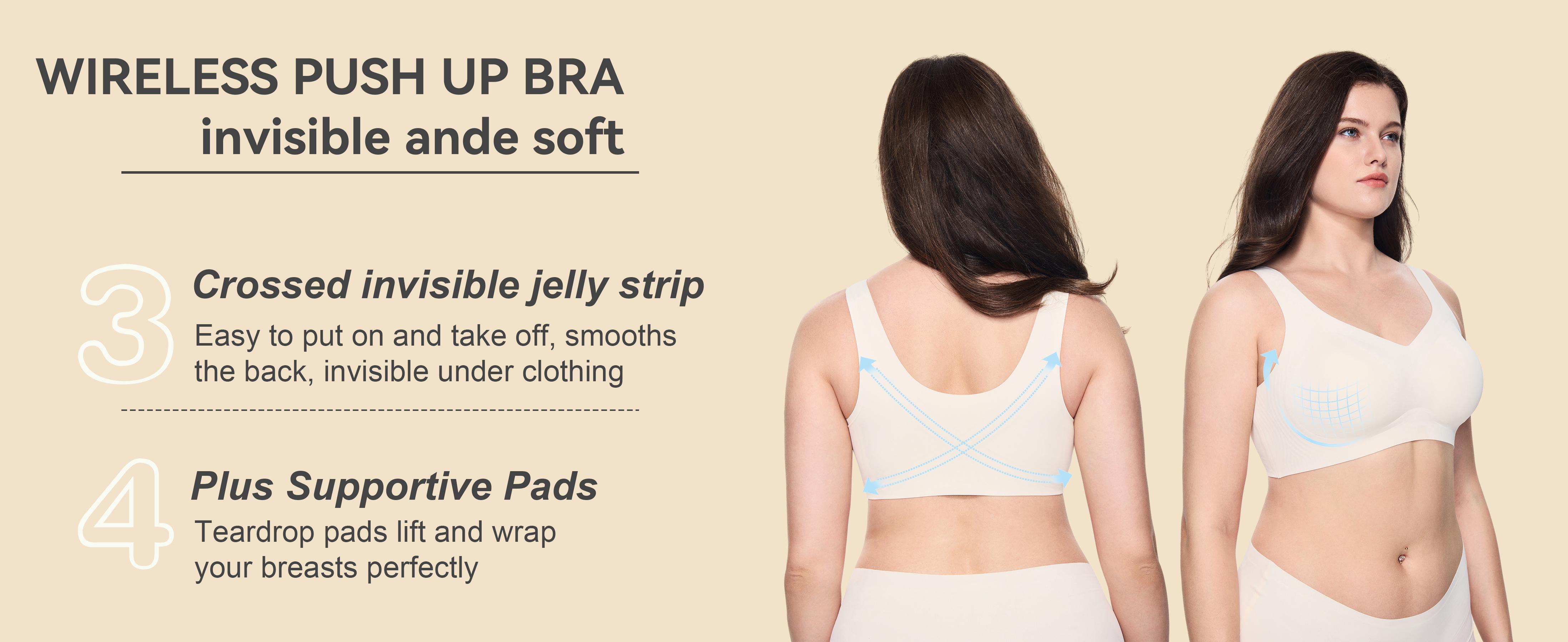 Soft Intention Women's Seamless Bra Wireless Soft Bralette Full Coverage Push Up T-shirt Comfortable Everyday Wear Supportive Sports Bra
