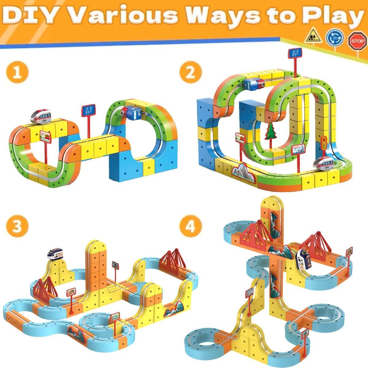 Magic Electromagnetic Rail Car Toy Set, DIY Transformable Track Racer ...