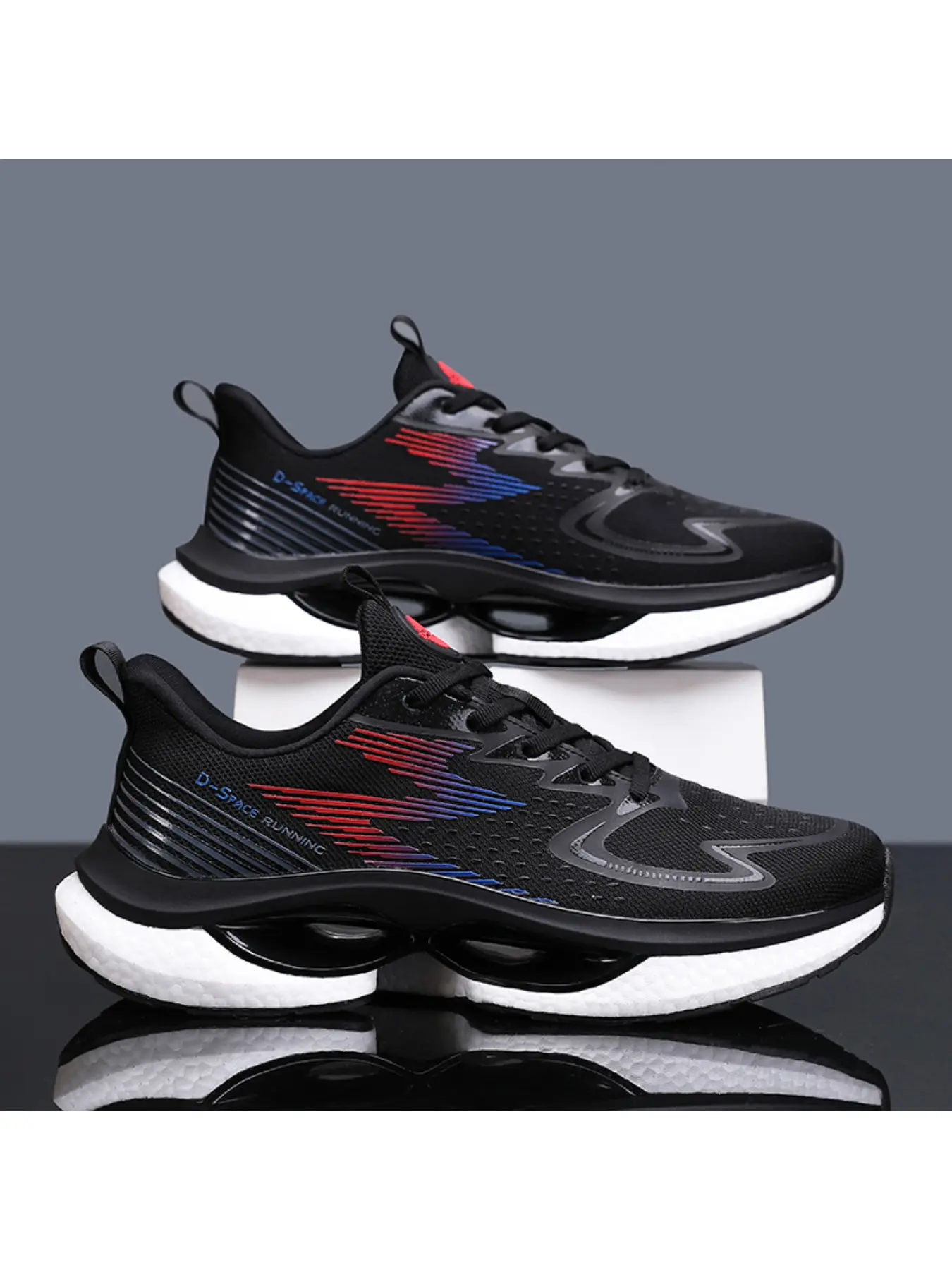 High-Style Gradient Mesh Running Shoes for Men and Women, Soft Elastic Thick Sole, Breathable, Versatile Outdoor Fitness Casual Sports Shoes