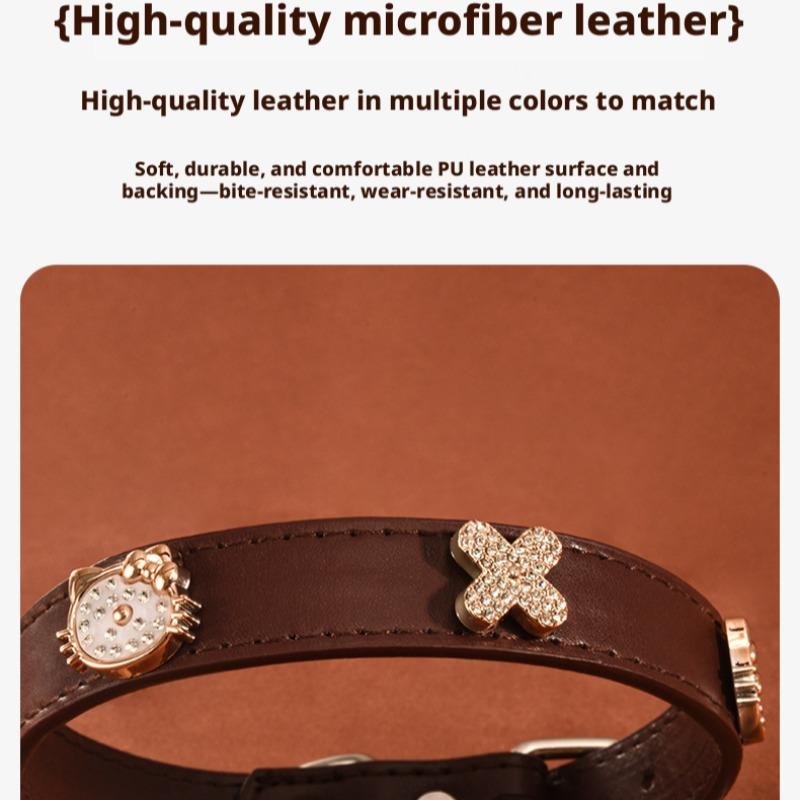 Pet Collar for Small Dogs and Cats, Leather Pearl Rhinestone Necklace, Stylish Dog Harness Accessory, Durable Pet Jewelry
