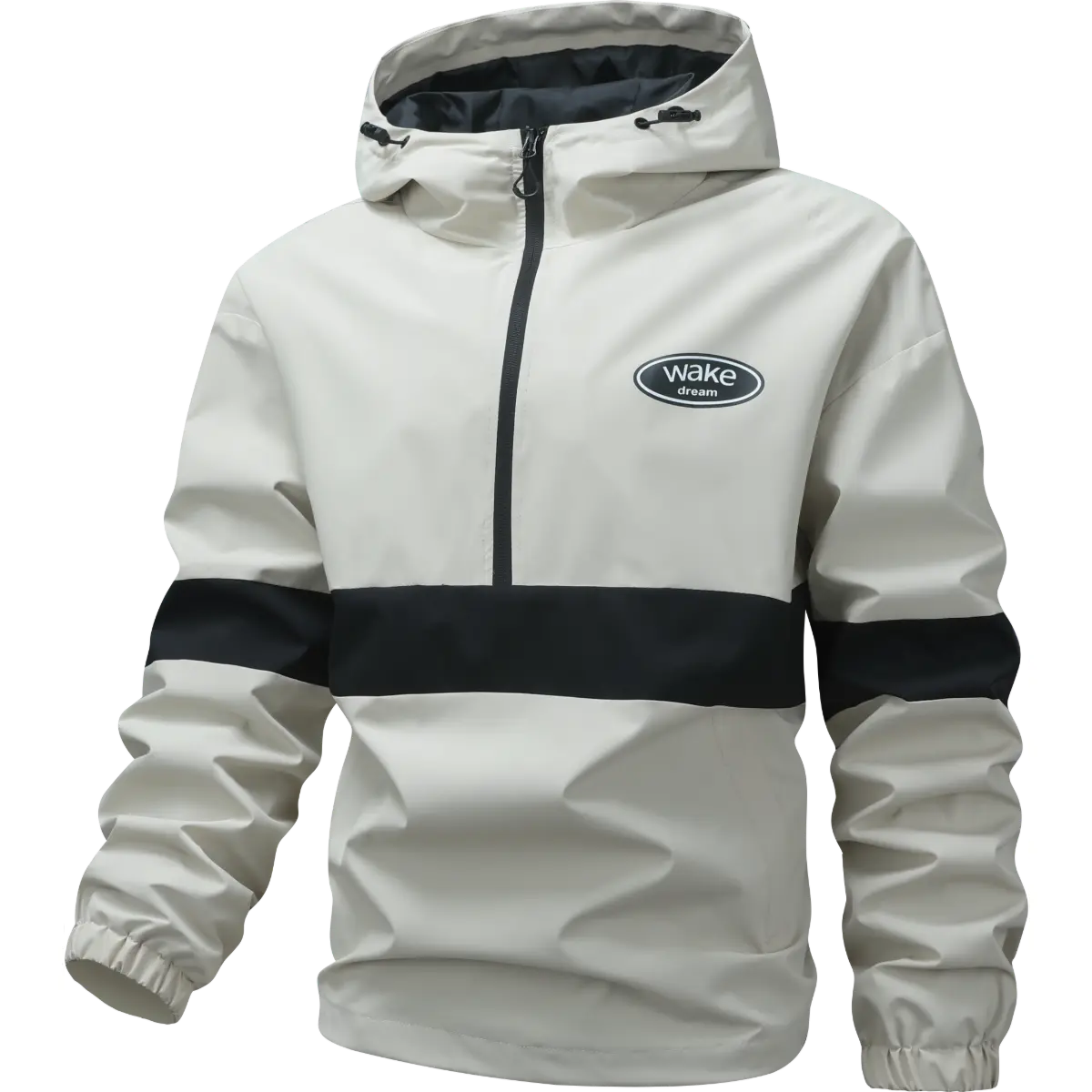 Men's Casual Hooded Half Zip Pullover Windbreaker Jacket Color Block Oval Graphic Print Outerwear Coat Spring Fall Daily Apparel Clothes Wears Outfits Style cozy soft cool clean chic
