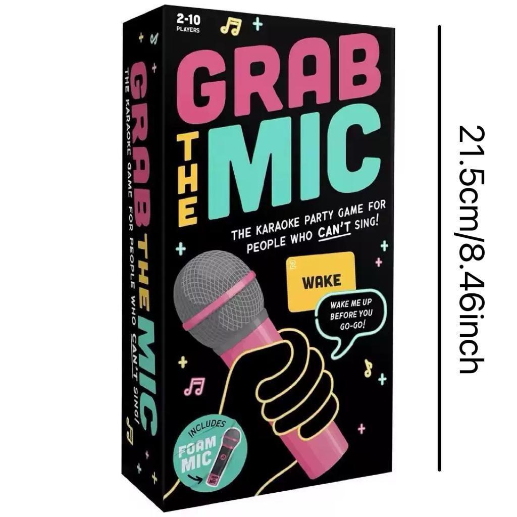 Mic Karaoke-Style Game with Foam Microphone, 125 Word Cards, Game Board, Player Tokens, Easy Instructions for Non-Singers