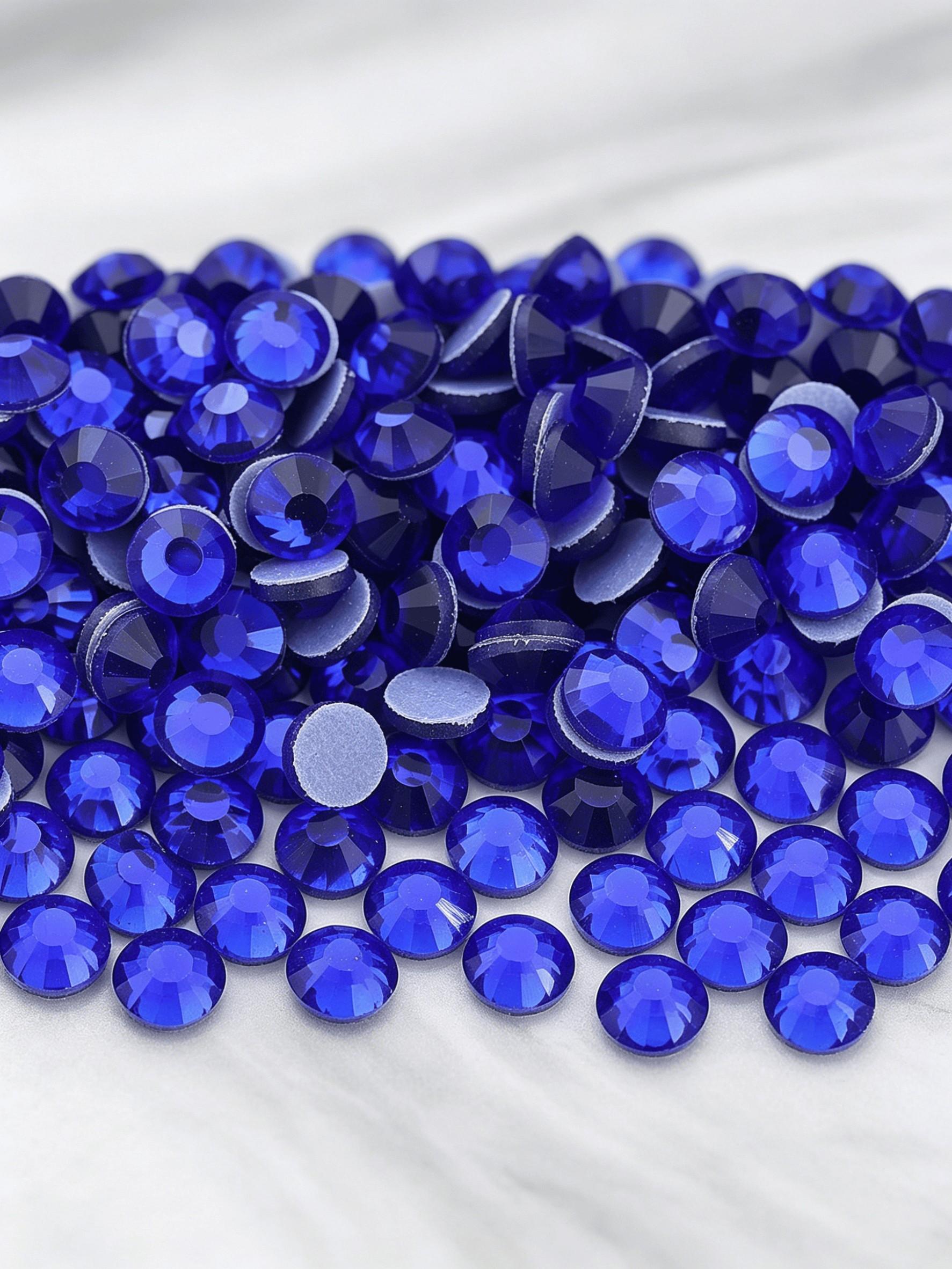 2880pcs Deep Blue Hot Pressed Glass Rhinestones, Unique Nail Art DIY Decor, Perfect for Trendy Street Style Nail Players
