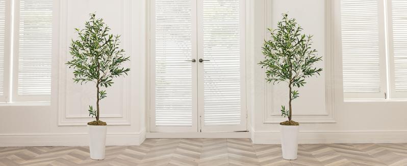 Artificial Olive Tree, Fake Indoor Plants , 6/7/8 Feet Tall- Realistic Large Simulated Potted Tree - Vintage Modern Home Decor For Home Office, Bedroom And Living Room, Thanksgiving Decoration